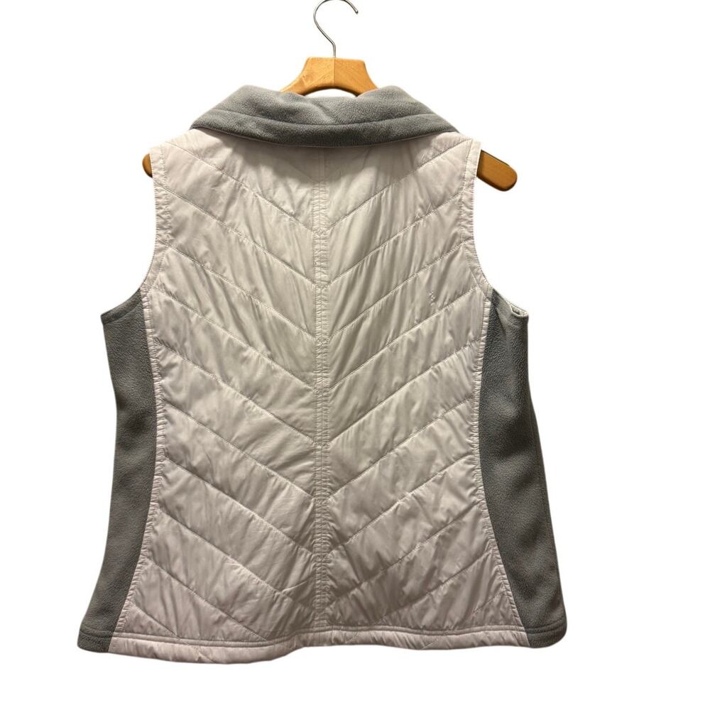 Columbia Women's Puffer Vest Gray White Quilted Fleece Panel Full Zip Size XL - Picture 4 of 4